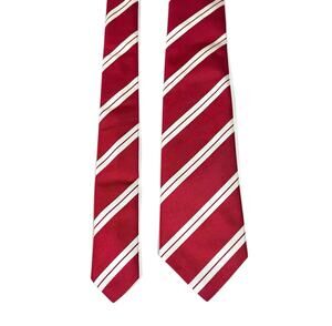 Ben Silver of Charleston Striped Silk Tie - Red & White - Hand Made in England